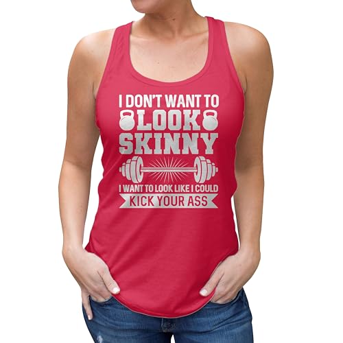 I Don't Want to Look Skinny Gym & Workout Tank Top - Motivational Fitness Apparel M/Solid Black