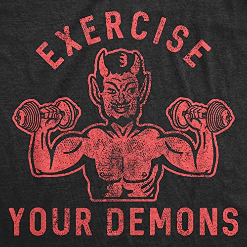 Mens Exercise Your Demons T Shirt Funny Halloween Fitness Workout Devil Graphic Tee Funny T Shirts Halloween Apparel for Men Cool Fitness Short Sleeve Black M