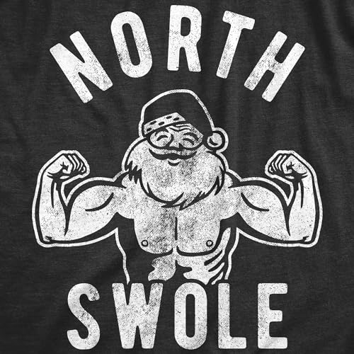 Mens North Swole T Shirt Funny Workout Santa Christmas Graphic Novelty Fitness Tee Funny T Shirts Christmas Apparel for Men Cool Fitness Short Sleeve Black - S