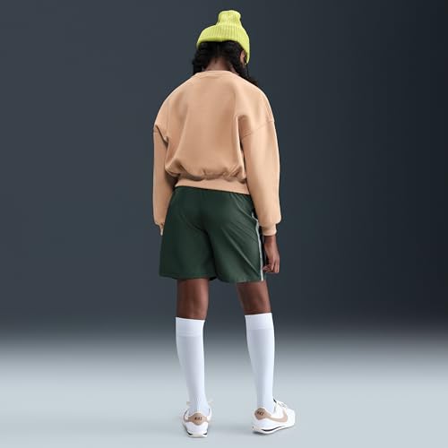 Nike Club Fleece Boxy Crew-Neck Sweatshirt (Big Kid), Hemp/Hemp/White