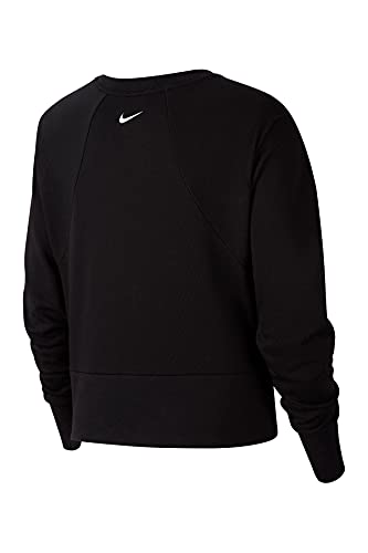 Nike Women's Get Fit Fleece Training Crop Crew Neck Sweatshirt (Black, Medium)