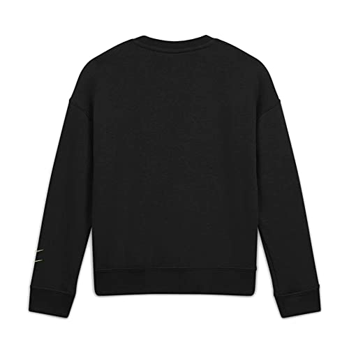 Nike Big Kids (Boys) Sportswear Swoosh Crew Sweatshirt (Large, Black/Ember Glow)