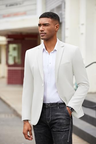 COOFANDY White Blazer Men Casual Blazers Jackets Lightweight Sport Coat Two Button Sport Coat