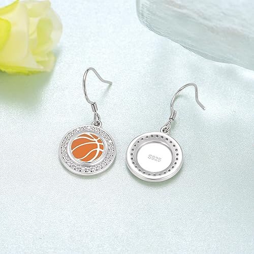 Basketball Earrings for Women 925 Sterling Silver Sport Basketball Earrings Sport Jewelry Gifts for Women