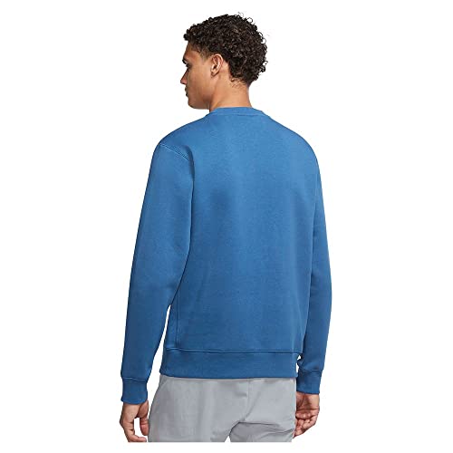Nike Sportswear Men's Club Crew Fleece Sweatshirt (Dark Marina Blue/White, XX-Large)