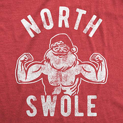 Mens North Swole T Shirt Funny Workout Santa Christmas Graphic Novelty Fitness Tee Funny T Shirts Christmas Apparel for Men Cool Fitness Short Sleeve Red - XXL