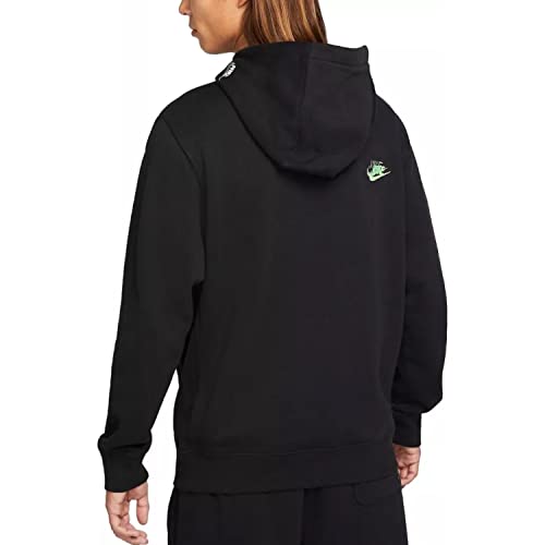Nike Men's Pullover NSW Club Fleece Lined Hoodie Sweatshirt (Large, Multi-Swoosh Black)