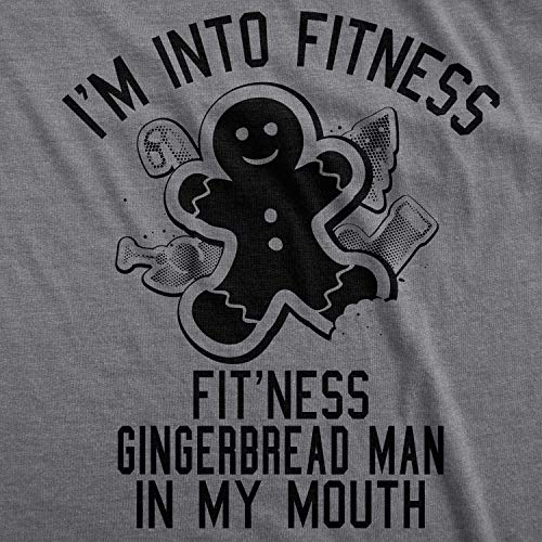 Mens Fitness Gingerbread in My Mouth T Shirt Funny Tee for Guys Funny T Shirts Christmas Apparel for Men Cool Fitness Short Sleeve Novelty Dark Grey 3XL