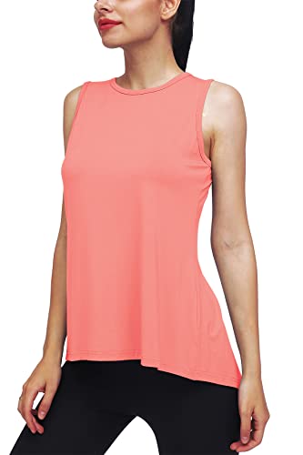 Mippo Womens Workout Tops Yoga Running Tank Tennis Exercise Tops Muslce Tank Sleeveless Workout Clothes Peach Red M