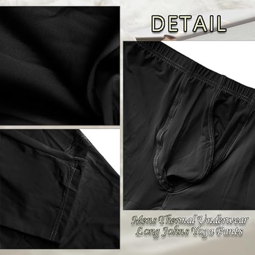 Mens Thermal Underwear Bottoms Activewear Leggings Long Johns Underpants Activewear Yoga Pants Black