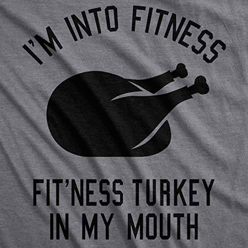 Mens Fitness Turkey in My Mouth T Shirt Funny Thanksgiving Thankful Graphic Funny T Shirts Thanksgiving Apparel for Men Cool Fitness Short Sleeve Novelty Dark Grey XL