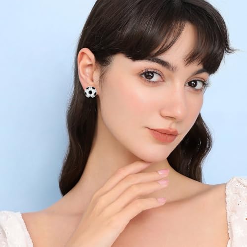 HESSAWELL Soccer Earrings for Women Sport Clip-on Earrings Non Pierced Earrings for Women Sport Jewelry