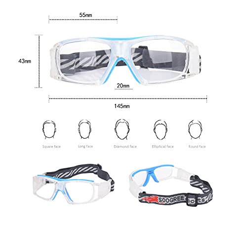 SooGree Sport Glasses for Men Women Basketball Football Sport Goggles Anti Fog Shock Collision Wearable Glasses