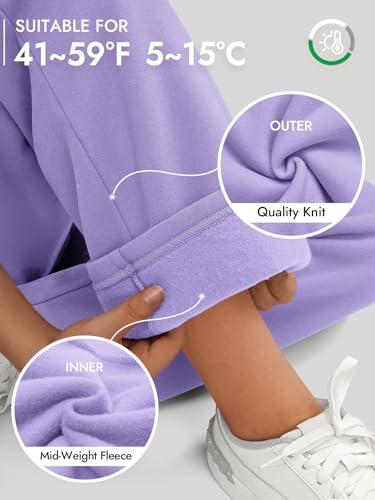 ATHMILE Women’s Fleece Lined Sweatpants Baggy Workout Lounge Pants Drawstring Workout Casual Aesthtic Fall Clothes 2025 Light Purple