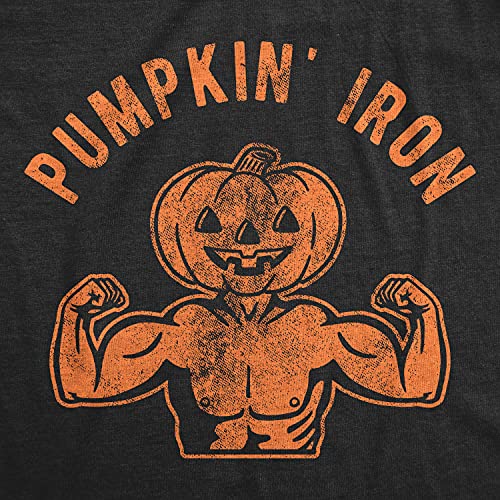 Mens Pumpkin Iron T Shirt Funny Halloween Workout Fitness Jack-O-Lantern Graphic Tee Funny T Shirts Halloween Apparel for Men Cool Fitness Short Sleeve Black S