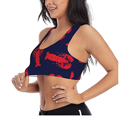 Besbapes Sports Bras for Women Boardshorts Red Lobster Sports Bra Racerback Sports Bras Workout Bra Running Bra