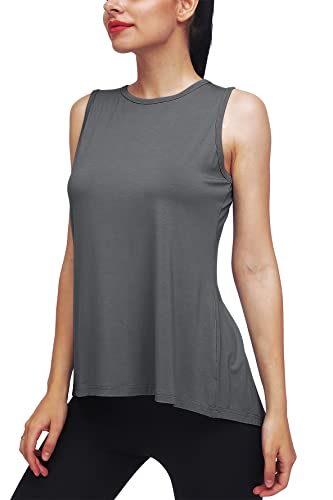 Mippo Womens Workout Tops Yoga Running Tank Tennis Exercise Tops Muslce Tank Sleeveless Workout Clothes Dark Gray M
