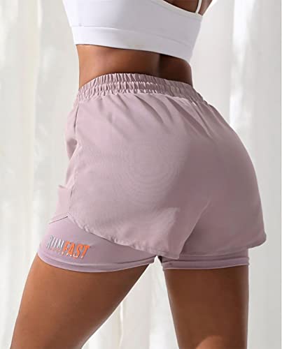 YOAKUKA Women's 2 in 1 Workout Shorts Gym Workout Yoga Running Biker Tennis Skirts Clothes Summer Purple