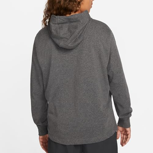 Nike Men's Sportswear Club Jersey Pullover Hoodie, Fleece Hoodies for Men, Charcoal Heather/White, S