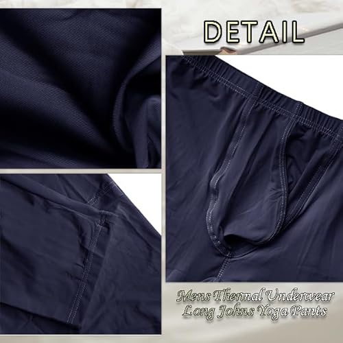 Mens Thermal Underwear Bottoms Activewear Leggings Long Johns Underpants Activewear Yoga Pants Navy