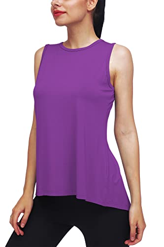 Mippo Womens Workout Tops Yoga Tank Running Shirts Muslce Tank Sleeveless Workout Shirts Gym Clothes Violet XL