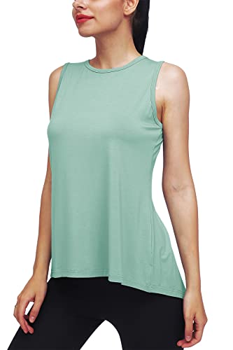 Mippo Womens Workout Tops Yoga Running Tank Tennis Exercise Tops Muslce Tank Sleeveless Workout Clothes Gray Green M