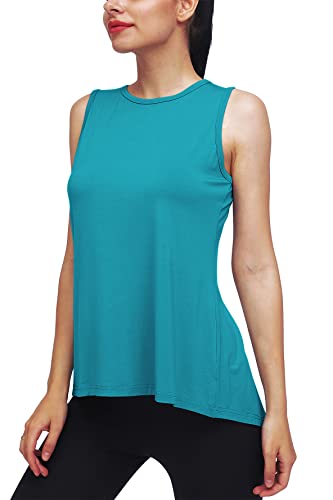 Mippo Womens Workout Tops Yoga Tank Running Shirts Muslce Tank Sleeveless Workout Shirts Gym Clothes Blue Green XL