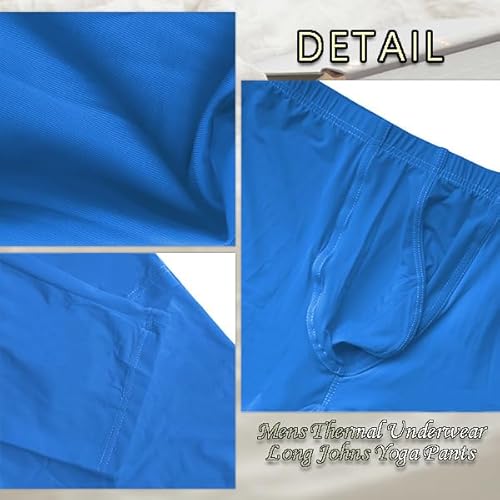 WINTOFW Mens Thermal Underwear Bottoms Activewear Leggings Long Underpants Activewear Yoga Pants Vivid Blue