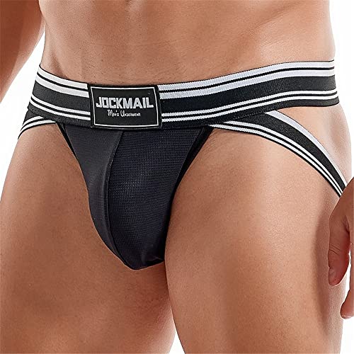 JOCKMAIL Men Jockstrap Underwear Athletic Supporter Jockstrap Low Rise Men Briefs Jockstrap Sport Underwear Men Sport Underwear Black