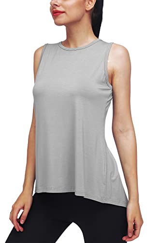Mippo Womens Workout Tops Yoga Running Tank Tennis Exercise Tops Muslce Tank Sleeveless Workout Clothes Gray M