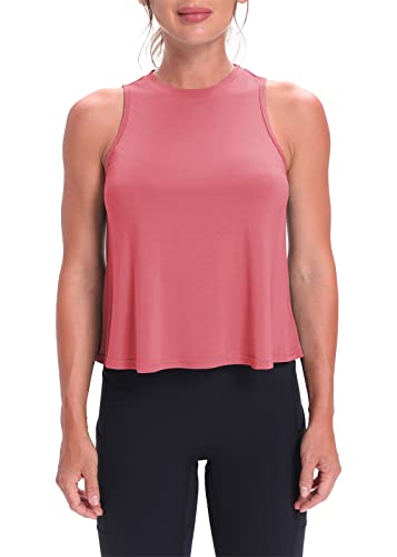 Mippo Workout Tank Tops for Women Athletic Gym Crop Tops Sleeveless Workout Shirts Activewear Running Clothes Rose L