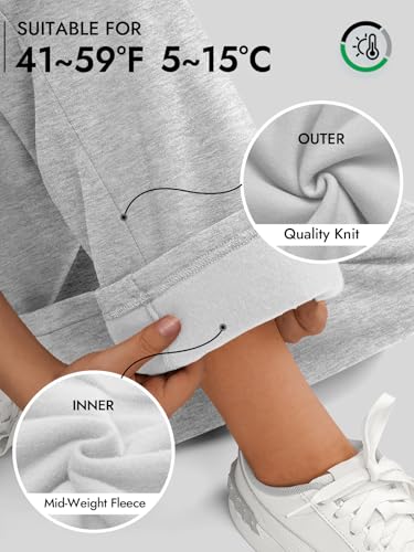 ATHMILE Women’s Fleece Lined Sweatpants Baggy Workout Lounge Pants Drawstring Workout Casual Aesthtic Fall Clothes 2025 Grey