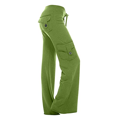 Workout Clothes Women Cargo Pants Women High Waist Casual Plus Size Flare Leggings with Pockets Stretch Workout Wide Leg Yoga Pant Clothes