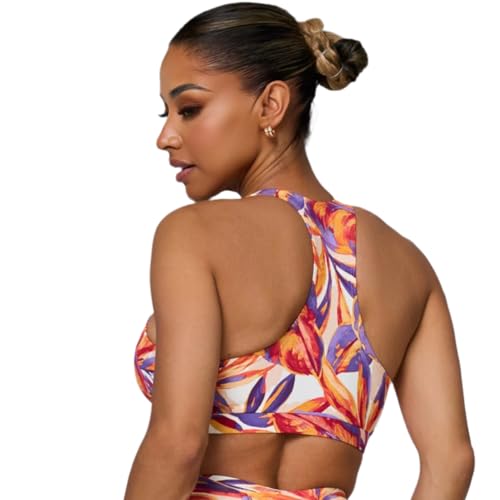 LiCi Fit Activewear Sports Bra - Stylish Support for Yoga, Gym, and Everyday Activewear (US, Alpha, Small, Regular, Regular, Tropicale)