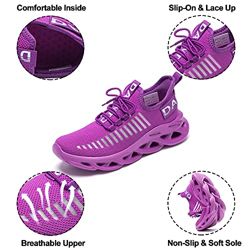Dannto Men Women Running Shoes Walking Sport Sneakers Lightweight Breathable Athletic Tennis Sport Gym Fashion (Purple