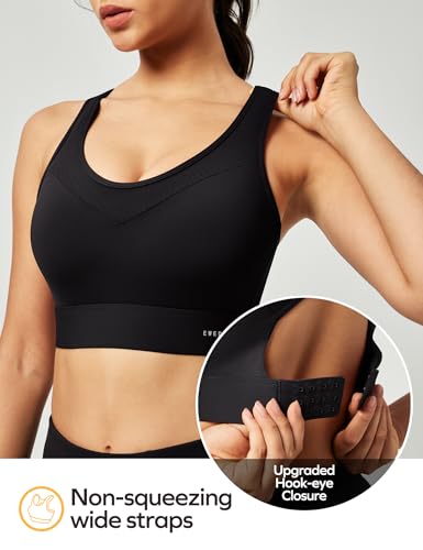 Ewedoos High Impact Sports Bras for Women High Support Push up Sports Bra Racerback Sports Bras Workout Bra Running Bra Black