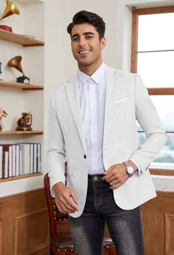 EMERAIDVLN Mens Western Sport Coat White Sport Jacket for Men Linen Blazer Men Western Summer Mens Blazer XX-Small