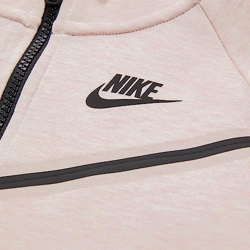Nike Girl's NSW Tech Fleece Full Zip Hoodie (Little Kids/Big Kids) Pink Foam/Heather/Black SM (8 Big Kid)