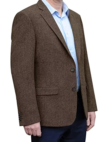Men's Herringbone Coffee Tweed Blazer Sport Coat Tweed Jacket for Men Slim Fit Blazer Tweed Sport Coats for Men