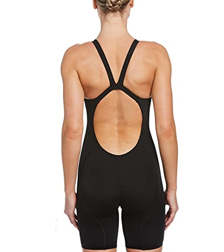 Nike Girls' HydraStrong Strive Open Back Kneeskin Tech Suit Swimsuit-Black Size 24Y
