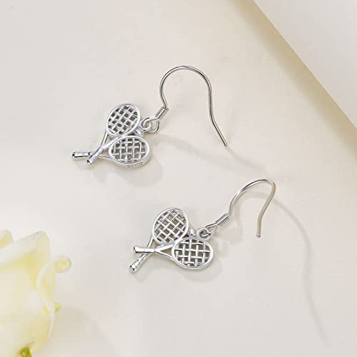 Tennis Racket Earrings 925 Sterling Silver Sport Earrings Tennis Dangle Earrings Sport Jewelry Gifts for Women Tennis lover Sport lover