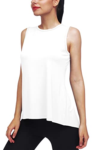 Mippo Womens Workout Tops Yoga Tank Running Shirts Muslce Tank Sleeveless Workout Shirts Gym Clothes White XL