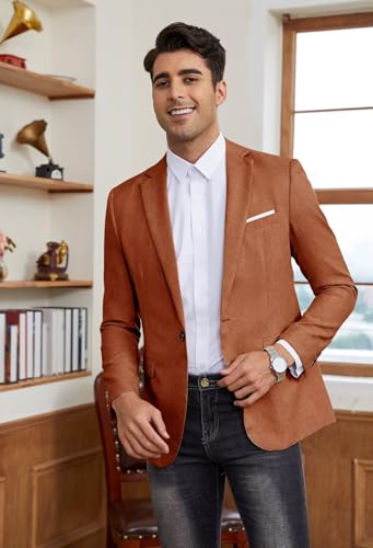 EMERAIDVLN Mens Western Sport Coat Tan Sport Jacket for Men Linen Blazer Men Western Summer Mens Blazer XX-Small