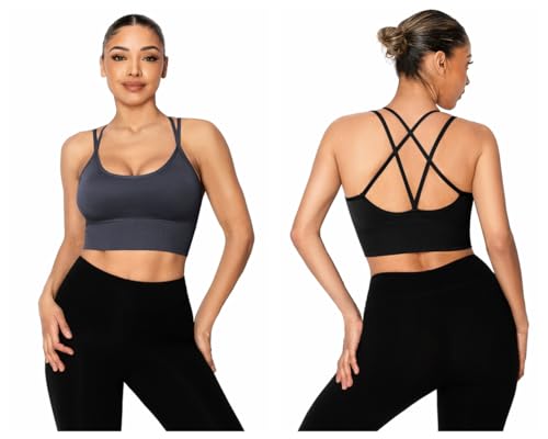Sykooria Bralettes for Women with Support Strappy Sports Bra Multipack Workout Sports Bra Cute Bra Tops