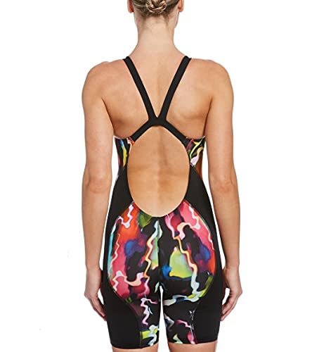 Nike Girls' HydraStrong Strive Open Back Kneeskin Tech Suit Swimsuit-Siren Red