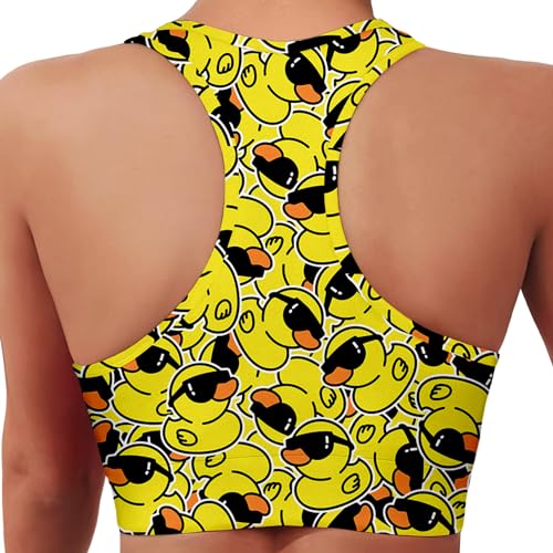 MSBHH Sports Bras for Women Sports Bra Womens Sports Bras Funny Print Workout Sport Bra Duck Tank Top Ducks Tank Top Duck Print Tops Funny Sports Bra Seamless Sports Bra for Women