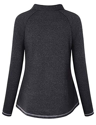 Vldnery Activewear Long Sleeve Tops for Women Half Zip Athletic Yoga Running Shirt Winter Fitness Clothes Tennis Activewear Black M