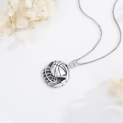 StoryMidir Basketball Necklace For Men Women Sport Necklace Sterling Silver Pendant Jewelry Sport Basketball Gifts for Men