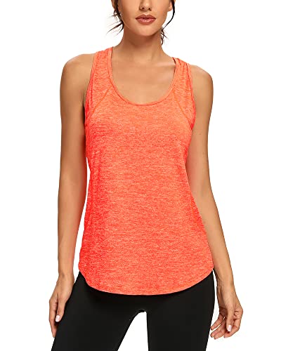 Quccefods Workout Tank Tops for Women Sleeveless Athletic Yoga Shirts Mesh Racerback Tank Tops Gym Workout Clothes Orange