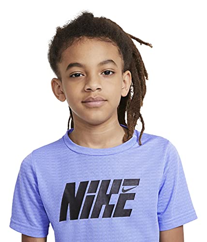 Nike Boy's Sportswear Graphic T Shirt (Blue/Black Nike, Large)